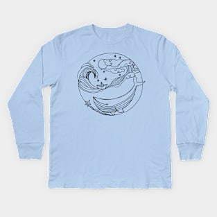 Paper boat sailing the seven seas Kids Long Sleeve T-Shirt